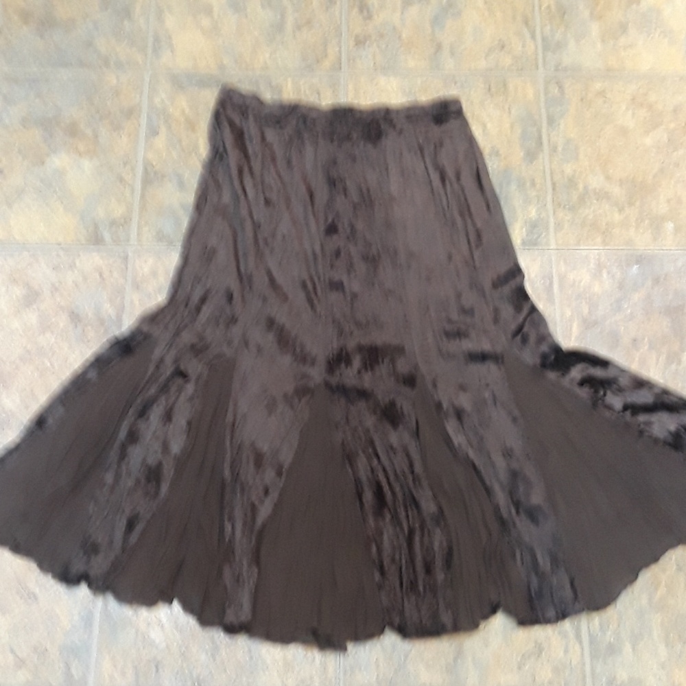 TICKET chocolate brown mid calf skirt